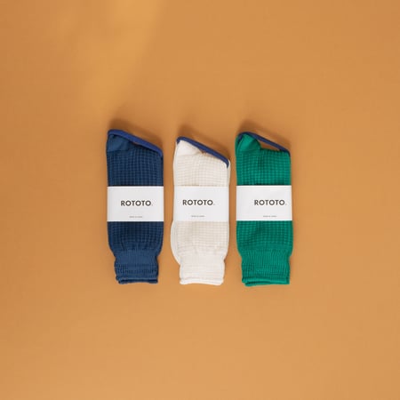 Cotton Waffle Crew Socks Raw White