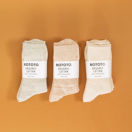 Organic Daily 3 Pack Ribbed Crew Socks Ecru