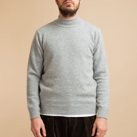 Pull Laine/Cachemire Col Cheminée Light Gray