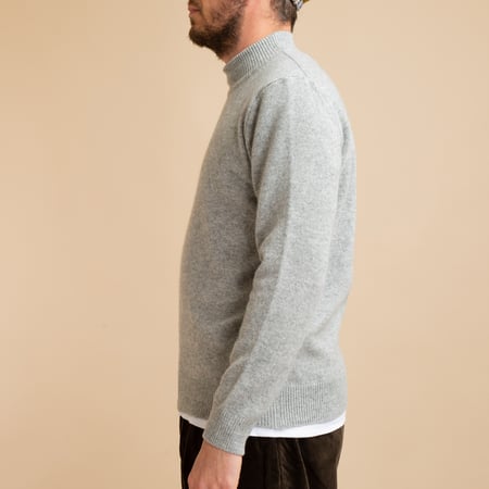 Pull Laine/Cachemire Col Cheminée Light Gray