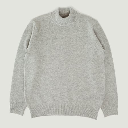 Pull Laine/Cachemire Col Cheminée Light Gray