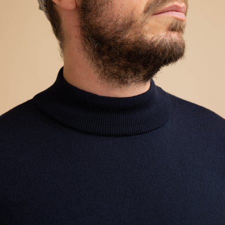 Navy Merino Turtleneck Sweater