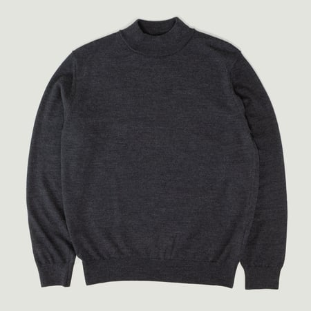 Pull Mérinos Col Cheminée Charcoal Gray