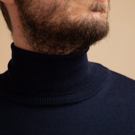 Navy Merino Turtleneck Sweater