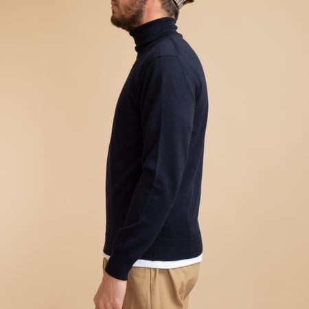 Navy Merino Turtleneck Sweater