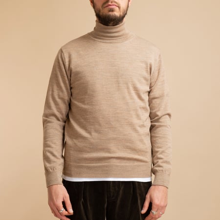 Pull Mérinos Col Roulé Light Brown