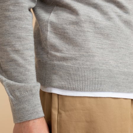 Light Gray Merino Wool Crew Neck Sweater