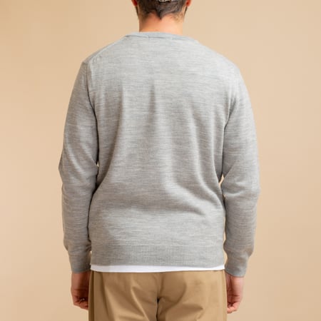 Light Gray Merino Wool Crew Neck Sweater