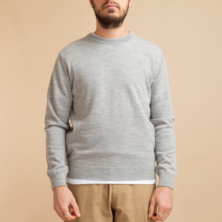 Light Gray Merino Wool Crew Neck Sweater