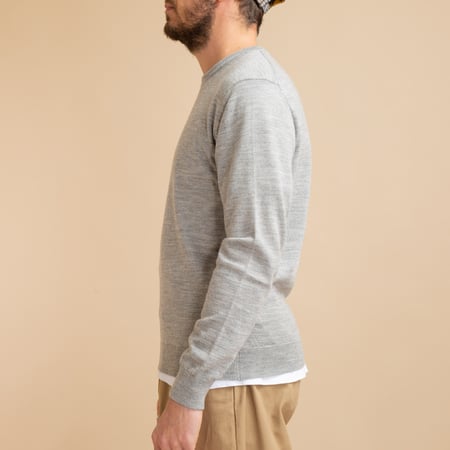 Light Gray Merino Wool Crew Neck Sweater