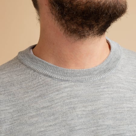 Light Gray Merino Wool Crew Neck Sweater