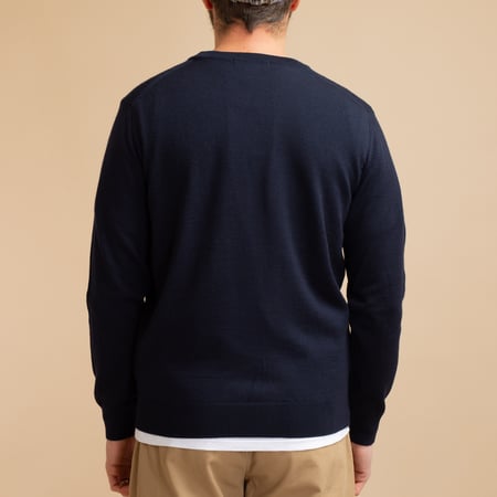 col rond de dos flâneurs pull Mooncastle Wool Crewneck Navy