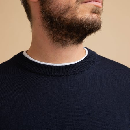 col rond flâneurs pull Mooncastle Wool Crewneck Navy