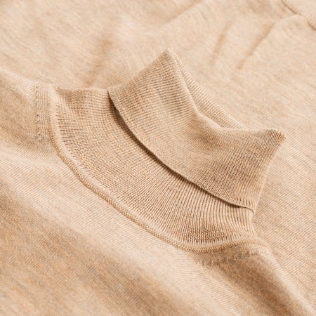 Pull Mérinos Col Roulé Light Brown