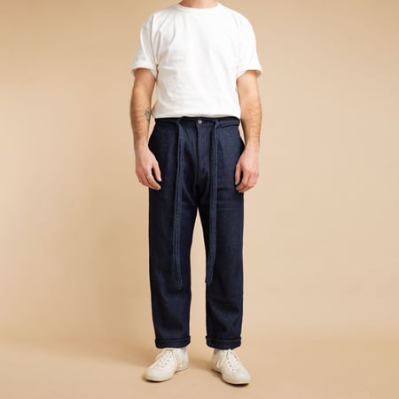MOMOTARO X FLANEURS / FnM004 "Knit-Ish Denim" Original Fit Trousers Indigo
