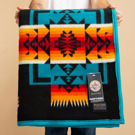 Large Chief Joseph Black Jacquard Blanket