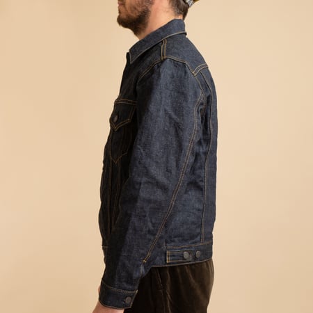 "NO COMPLY" New Trucker Jacket 13.5 oz Indigo Selvedge