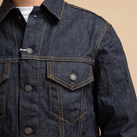"NO COMPLY" New Trucker Jacket 13.5 oz Indigo Selvedge