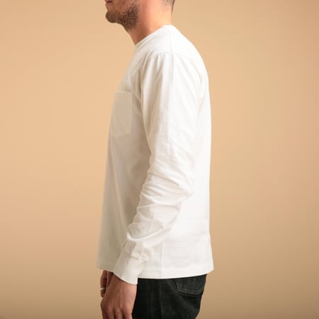 "SURE MFG" 7,5oz Pocket L/S Tee Off White