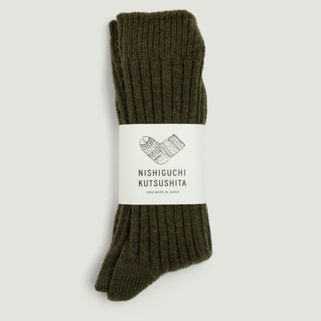 Wool Ribbed Socks Khaki