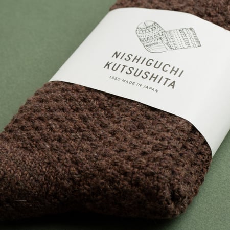 détail flâneurs-NISHIGUCHI-KUTSUSHITA-Wool-Cotton-Boots-Socks-mocha-brown