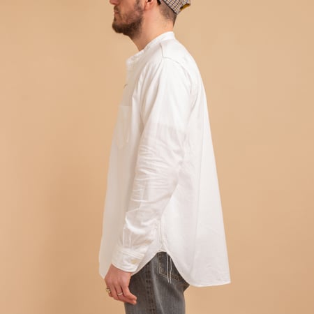 F3429 Band Collar Shirt White