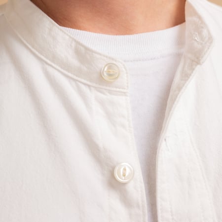 F3429 Band Collar Shirt White