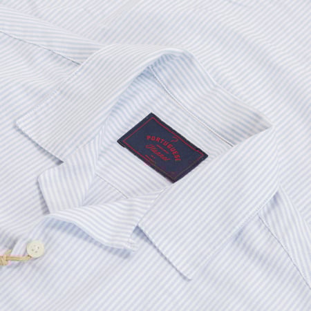 S/S Belavista Camp Collar Stripe Light Blue