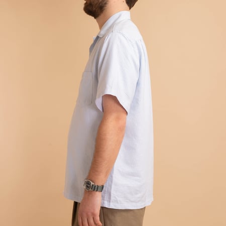 S/S Belavista Camp Collar Stripe Light Blue