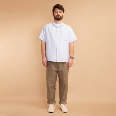 S/S Belavista Camp Collar Stripe Light Blue