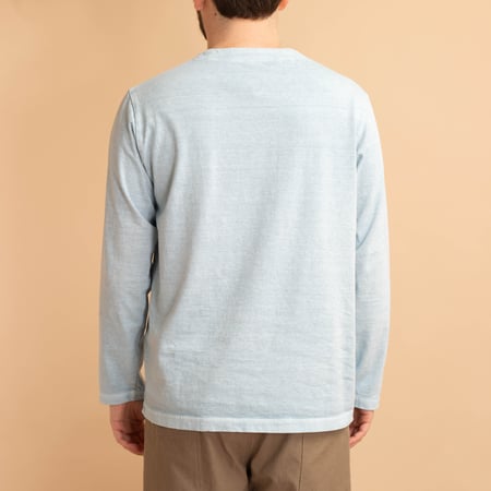 Henley Neck Long Sleeve T-Shirt Fade Saxe