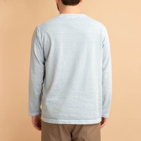 Henleyneck L/S T-Shirt Fade Saxe