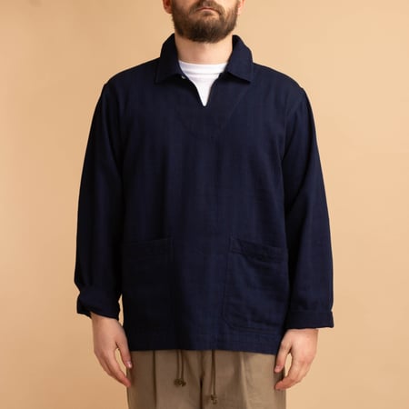 UNIVERSAL WORKS / Smock Overshirt Indigo Herringbone Denim