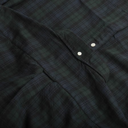 chemise en coton BEAMS PLUS / BD Oxford Shirt Indigo tartan Black Watch detail dos pli d'aisance