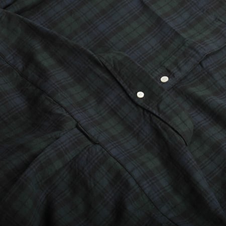 BEAMS PLUS cotton shirt / BD Oxford Shirt Indigo tartan Black Watch with back pleat detail
