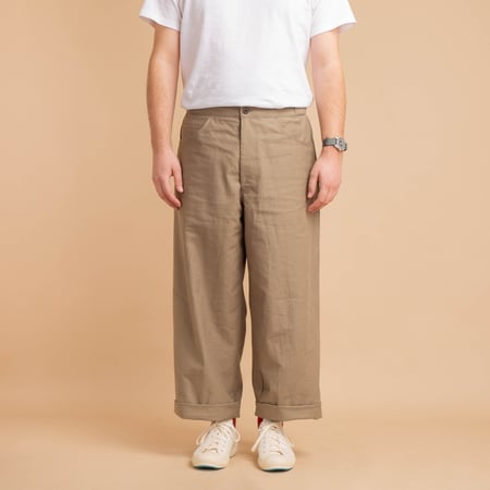 Back Nep Baggy Pants Sepia