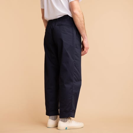 2 Pleats Twill Trousers Dark Navy