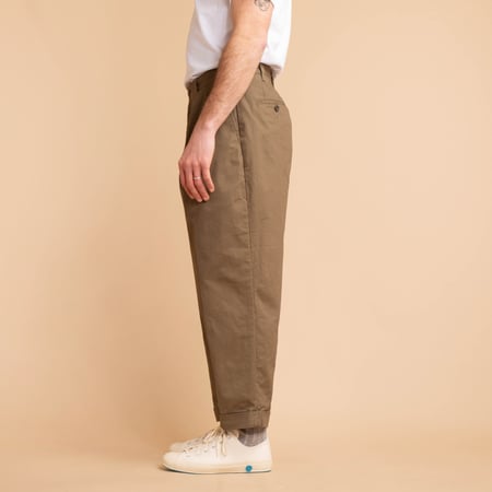 2 Pleats Twill Trousers Olive