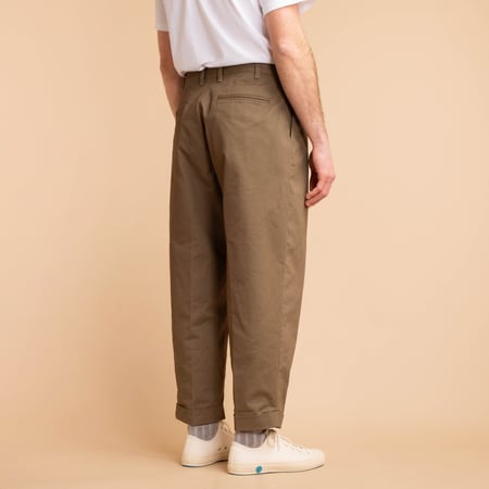 2 Pleats Twill Trousers Olive