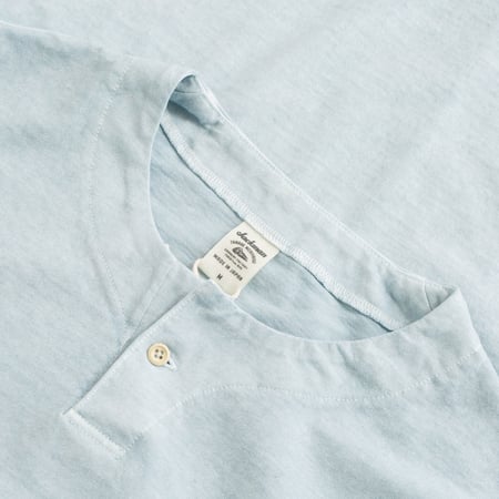 Henley Neck Long Sleeve T-Shirt Fade Saxe