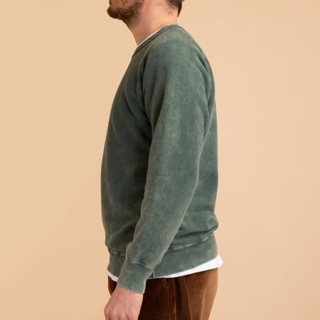 Raglan Crew Sweat Vintage Dye Dark Green