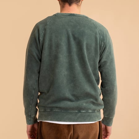 Raglan Crew Sweat Vintage Dye Dark Green