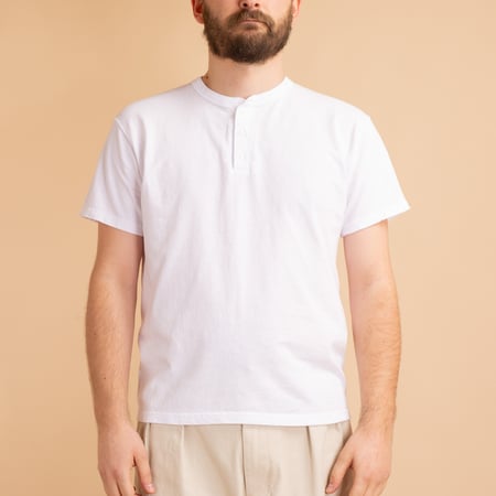 S/S Henley Tee White