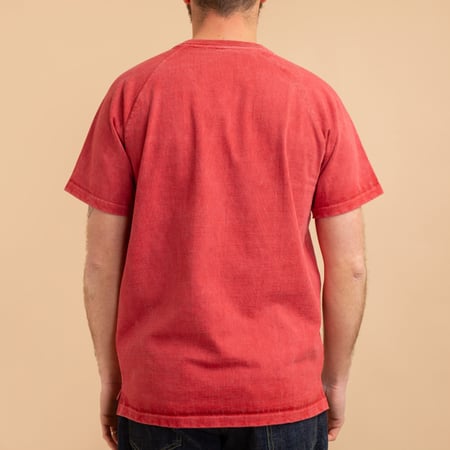 Short Sleeve Heavy Raglan Pocket Tee in Faded Red