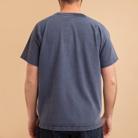 back view of people wearing GOOD ON short-sleeved heavy raglan pocket tee in navy color