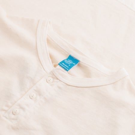 Short Sleeve Henley Tee in Natural Color