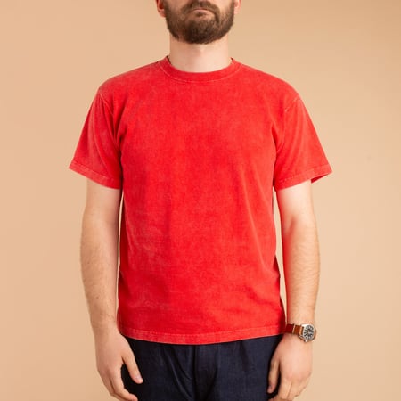 Short Sleeve Crew T-shirt Vintage Dye Red