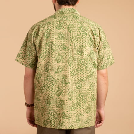 Open Collar S/S Shirt Block Print Paisley