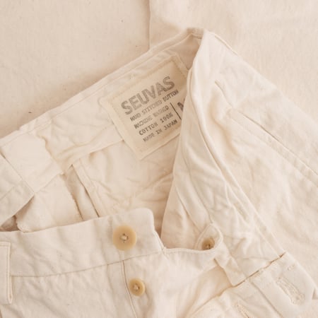 Seuvas image flâneurs 10oz Canvas 2 Tuck Trousers Natural détail