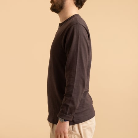 Lot 5907 Long Sleeve Henley Neck T-Shirt Black